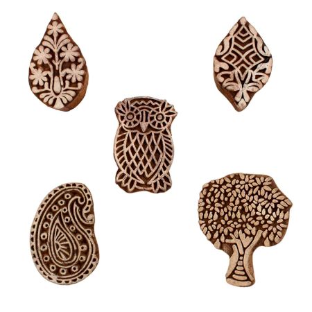 Set of 5 Piece New Mix Wooden Printing Blocks